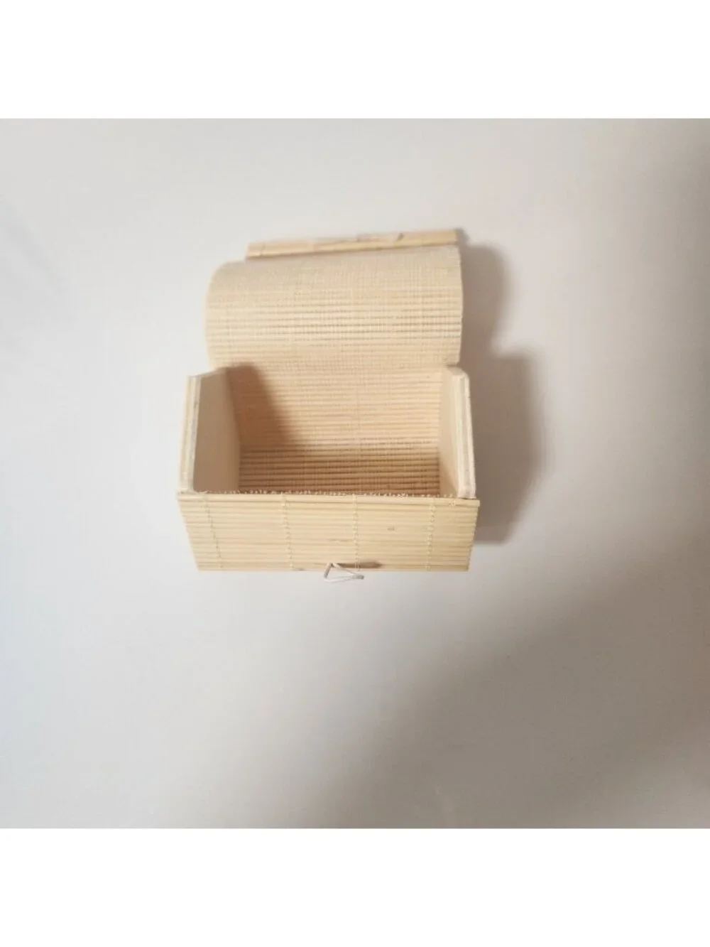 Natural Bamboo Slat Trinket Box Hexagon Small Jewelry Keepsake Case Boho Decor